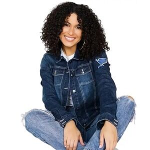 St. Louis Blues STL‎ Authentics Women's Trucker Denim Jacket Size Small  $189